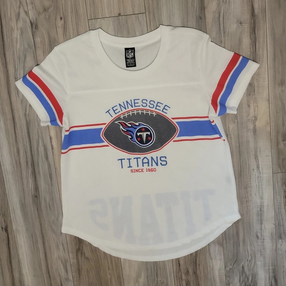 NFL Team Apparel Tennessee Titans Jersey Mens Medium Short Sleeve White